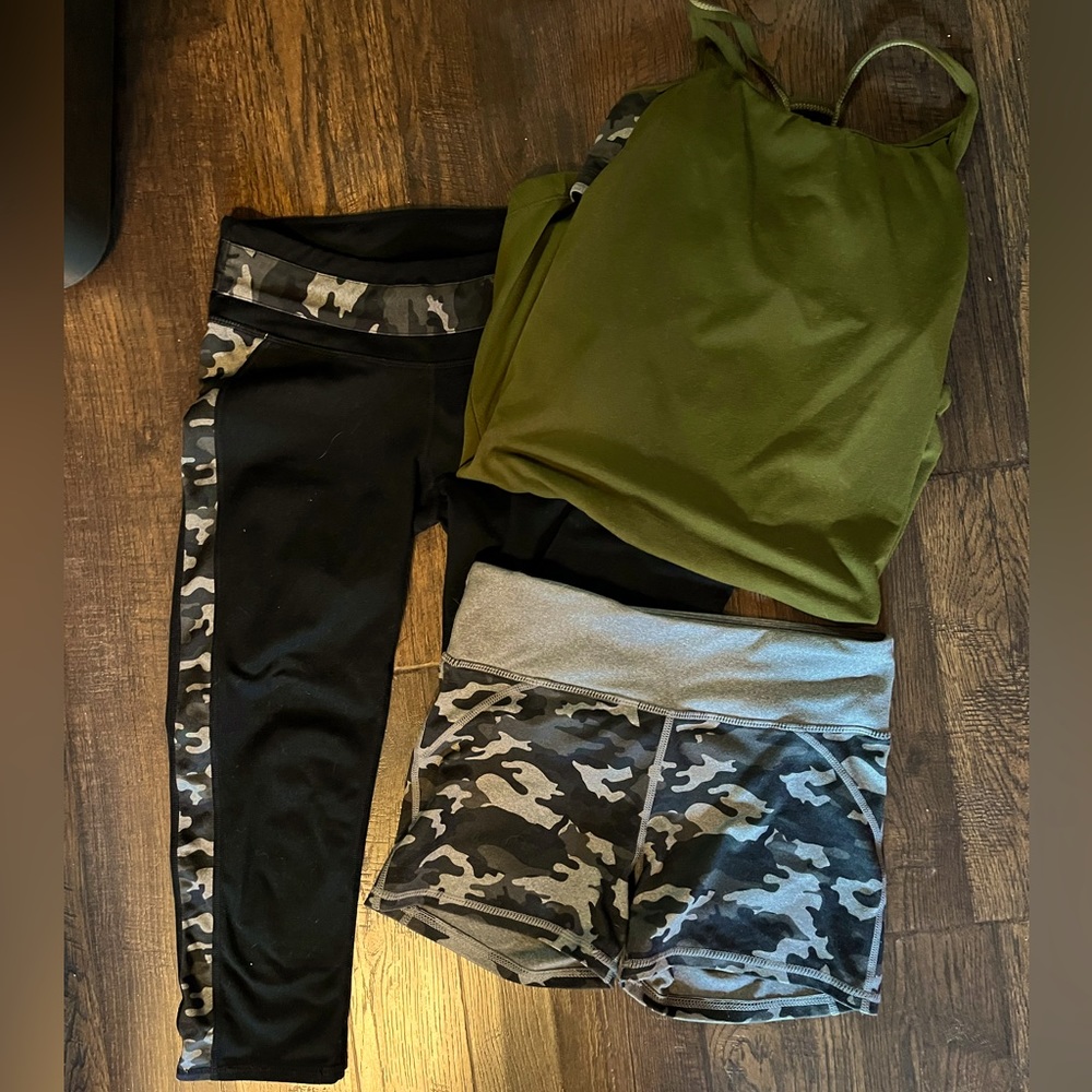 Three (3) piece Fabletics camo outfit!